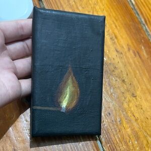 Hand-Painted Black Canvas Match Flame Art
